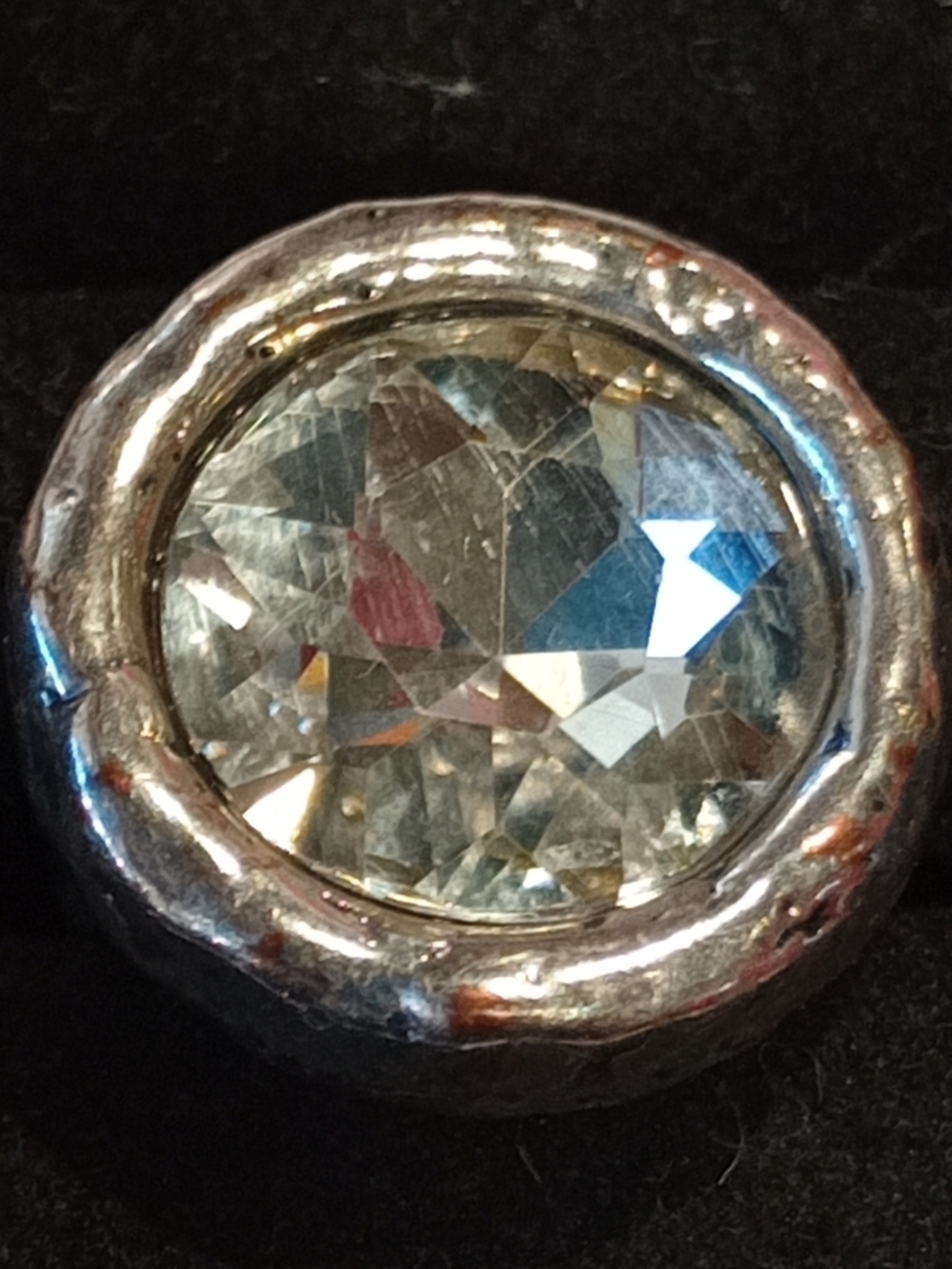 Chico's Silver-Tone Ring with Clear Faceted Crystal